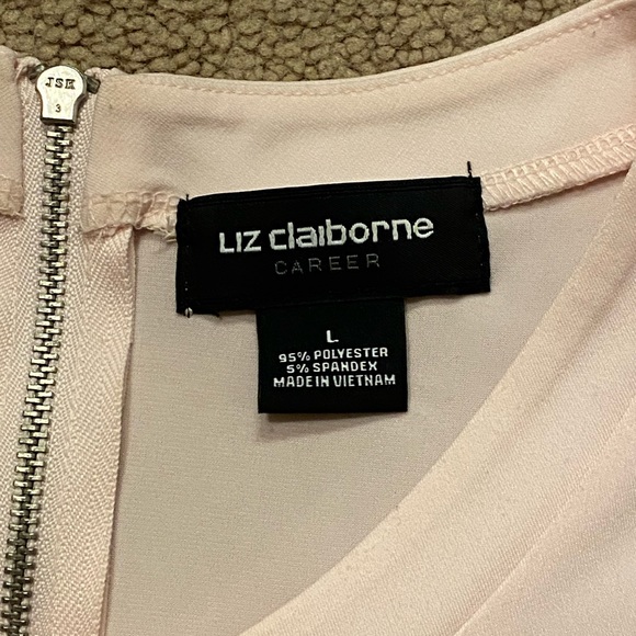 Liz Claiborne Career blouse light pink exposed back zipper gathered neckline - Picture 4 of 9